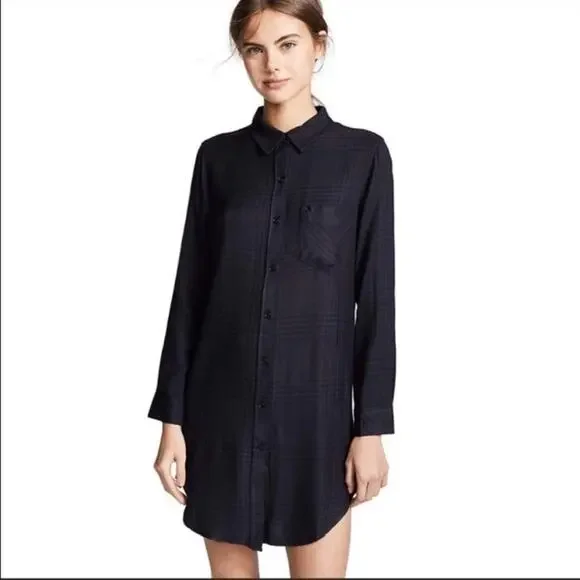 Rails Bianca Shirtdress In Charcoal Shadow Size XS NWT Front Button Long Sleeves - Picture 4 of 13